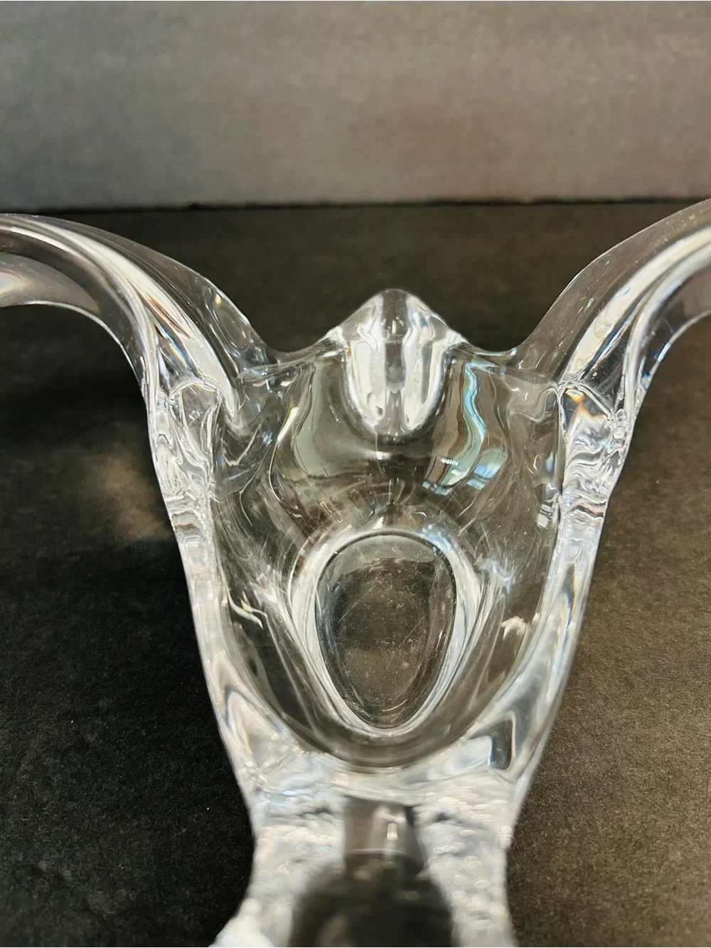 Princess House Vintage MCM Art Glass Clear Lead Crystal Flying Dove Home Decor
